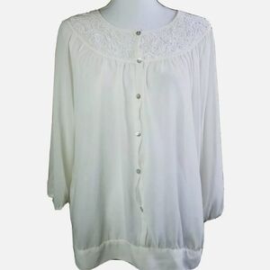 Chico's white semi sheer blouse sz 3 large